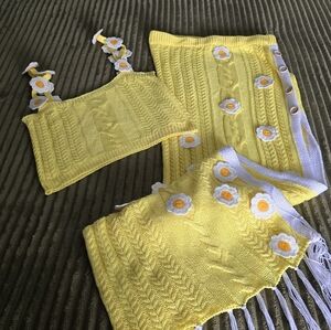 Fashion Nova Yellow Set with Floral Details